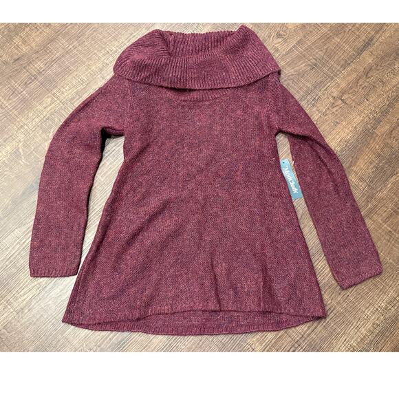 ModCloth Playing it Cowl Tunic Sweater Metallic Purple Burgundy XS NWT - Picture 2 of 8